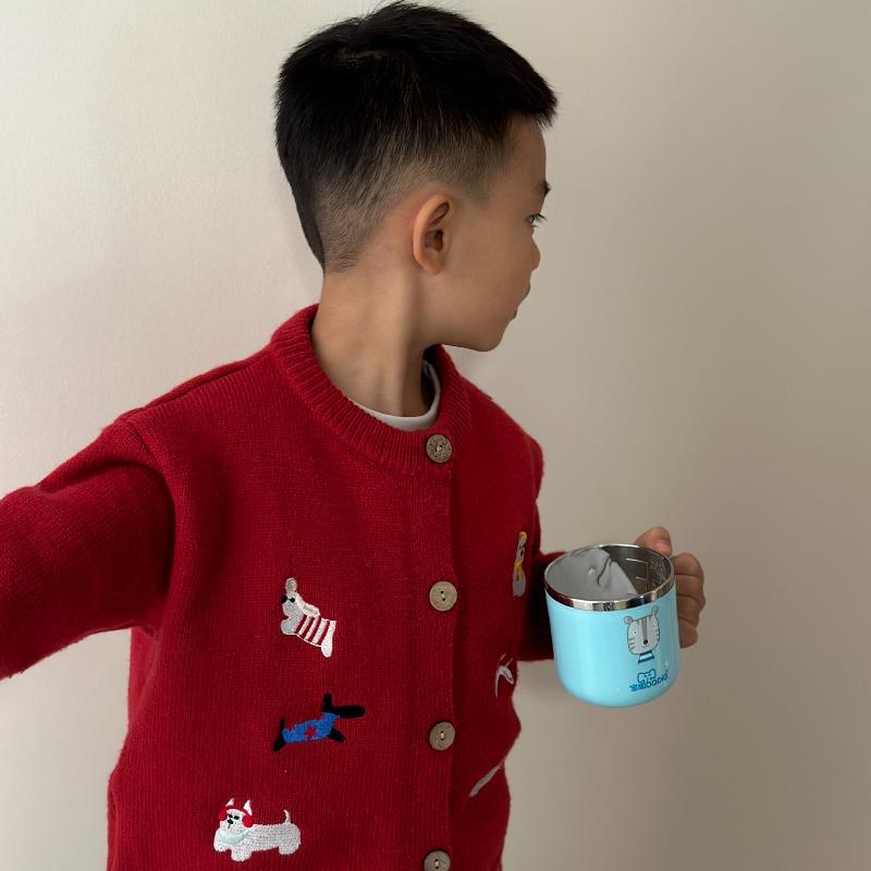 Children's Sweater Winter New Product Men's and Women's Celebration Knitted Sweater Embroidered Dog Cardigan