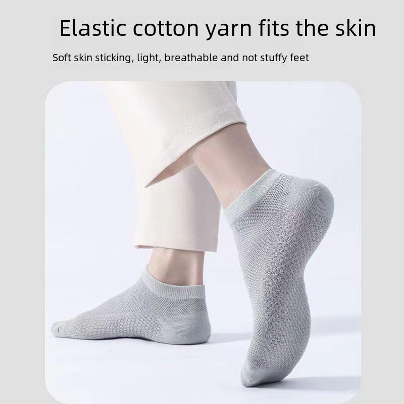 Men's Breathable Mesh Summer Boat Socks - Deodorant, Sweat-Absorbent, Casual & Business Styles