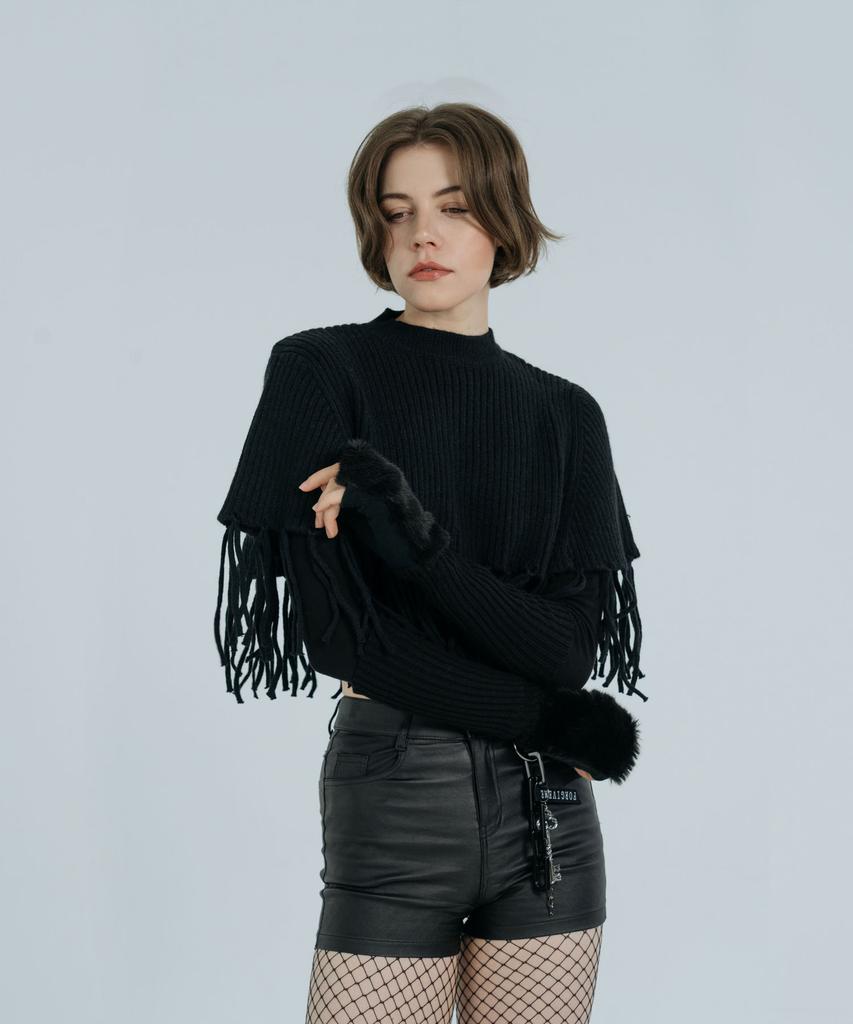 DOLIGRAM Cape Warmer Knit Shawl Black