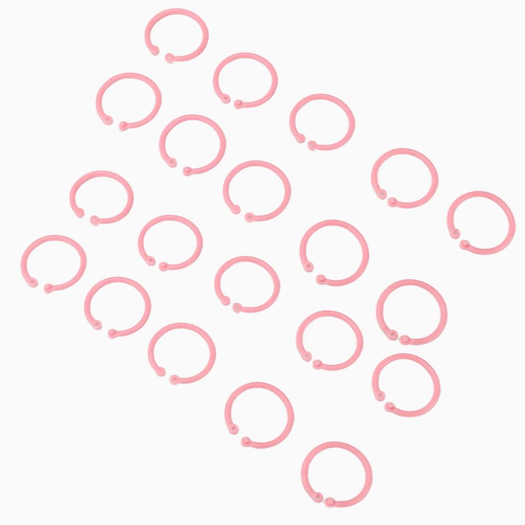 20Pcs Book Binder Ring Flexible Loose Leaf Buckle 30mm Paper Single Ring for Cards FilesPink