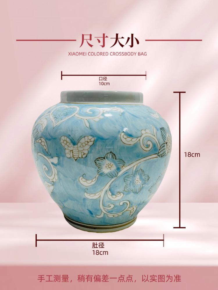 Ceramic Vase Handmade Porcelain Pot Blue and White Porcelain Jar Chinese-style Retro Flower Vase Home Decoration Accessories