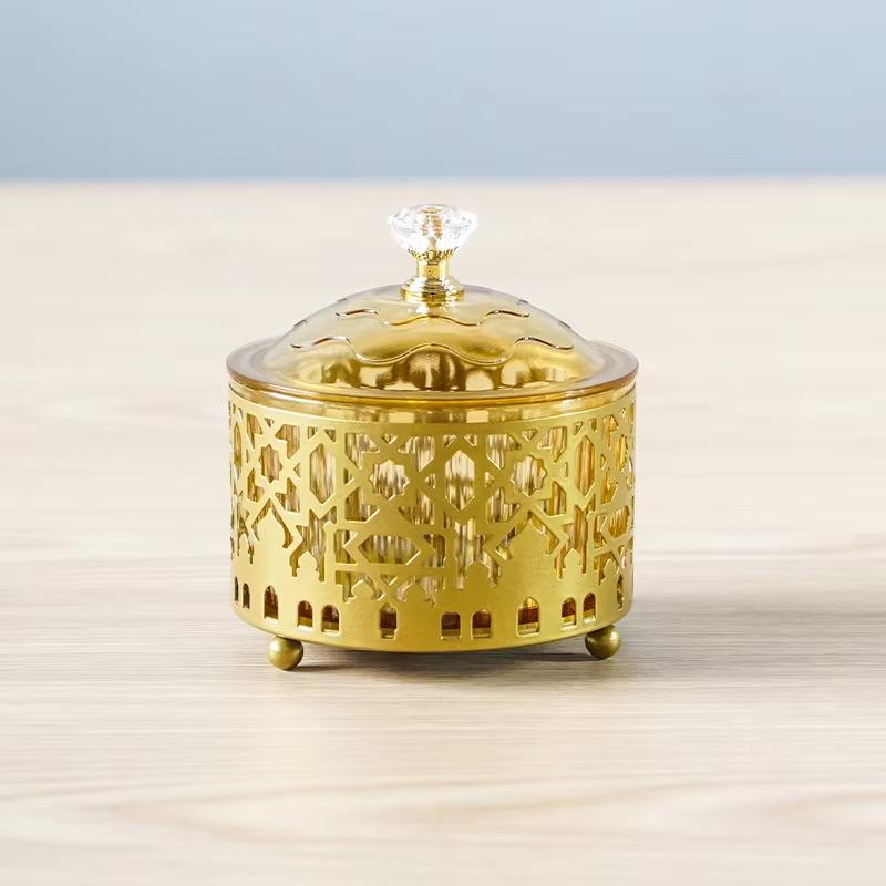 

Gold Ramadan Food Tray Metal Muslim Festival Eid Snack Storage Tray Eid Mubarak Islamic Jewelry Storage Case Ramadan Decoration