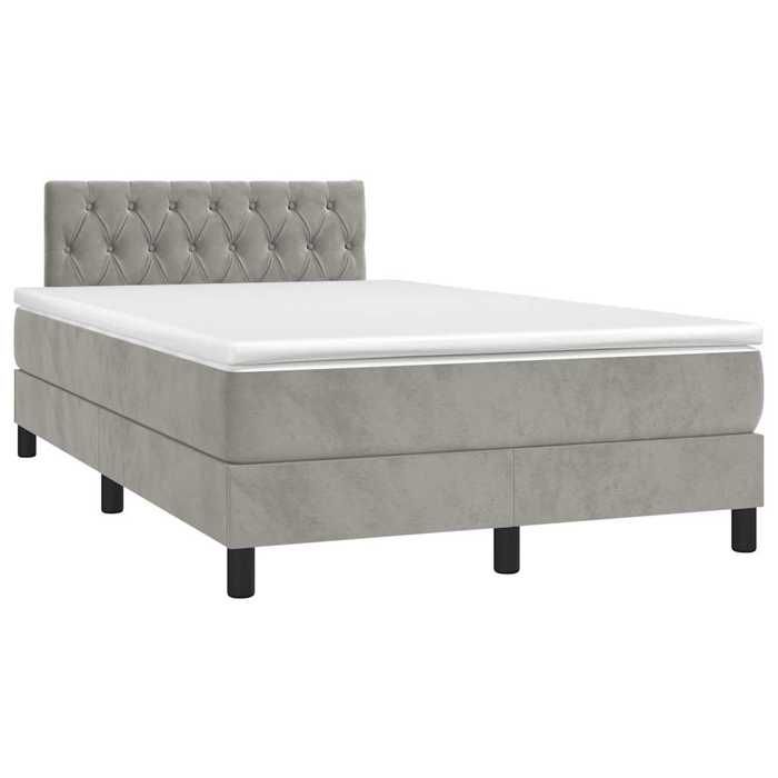 VidaXL Slatted Bed Base with LED Mattress, Upholstered Bed with Headboard, Double Bed, Adult Bed, Modern, Light Grey 3270171