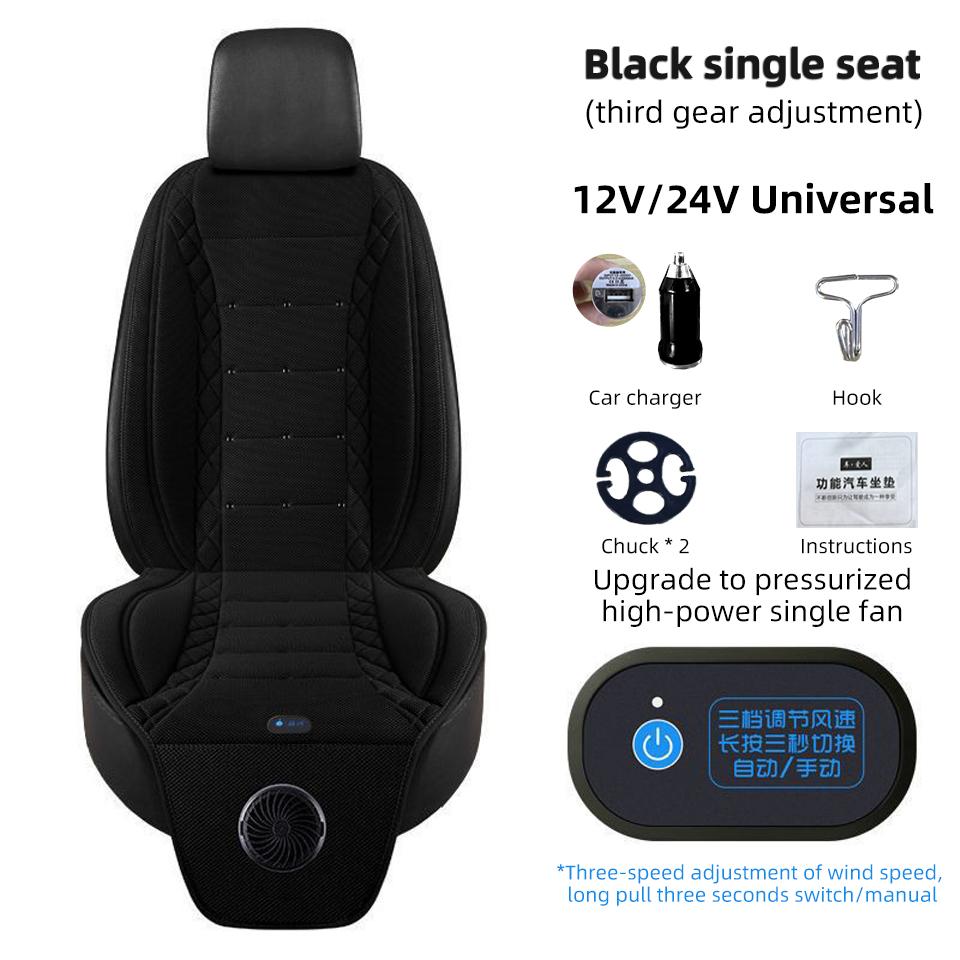 Car Cool Air Seat Front Cushion USB12V/24V Universal Rapid Cooling Car Fan Seat 3-Speed Setting Ventilated Seat Cushion For Car Black With Fan
