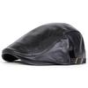 1Piece Men Solid Color Thick Pu Leather Forward Cap Duckbill Cap Outdoor Adjustable Warmth Sunscreen Casual Hat Suitable for Autumn Winter Travel
