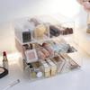 1 Stück einlagig vier Fächer transparent/weiß Acryl Kosmetik Aufbewahrungsbox, stapelbare Schubladen-Stil Schminktisch Display Box