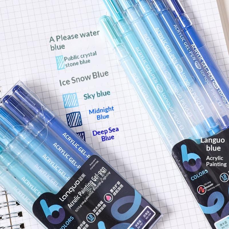 6 Colors Gel Pens Set Acrylic Painting Handbook Marker 1 Set Fine Tip Smooth Writing For School Art Office