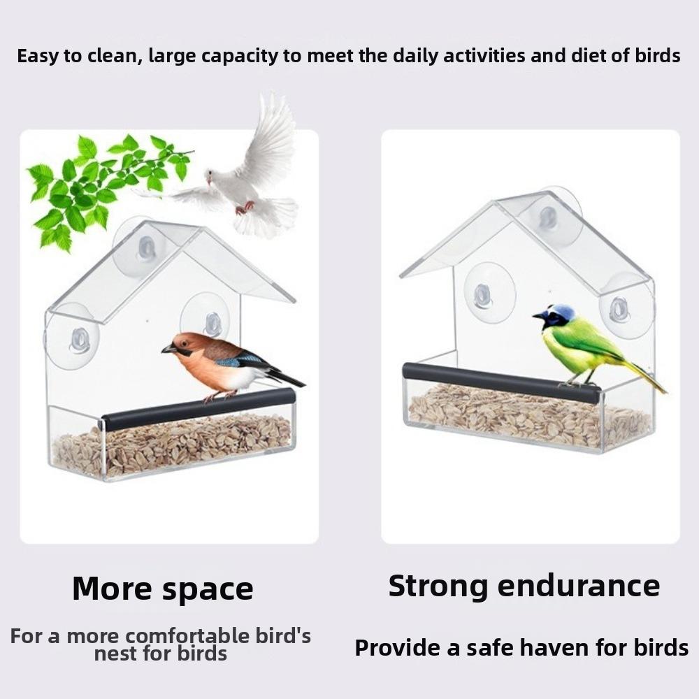 Dual Seed Tray Window Bird Feeder Tool-Free Clear Bird Feeder New Bird Feeding Bowl  Bird Viewing