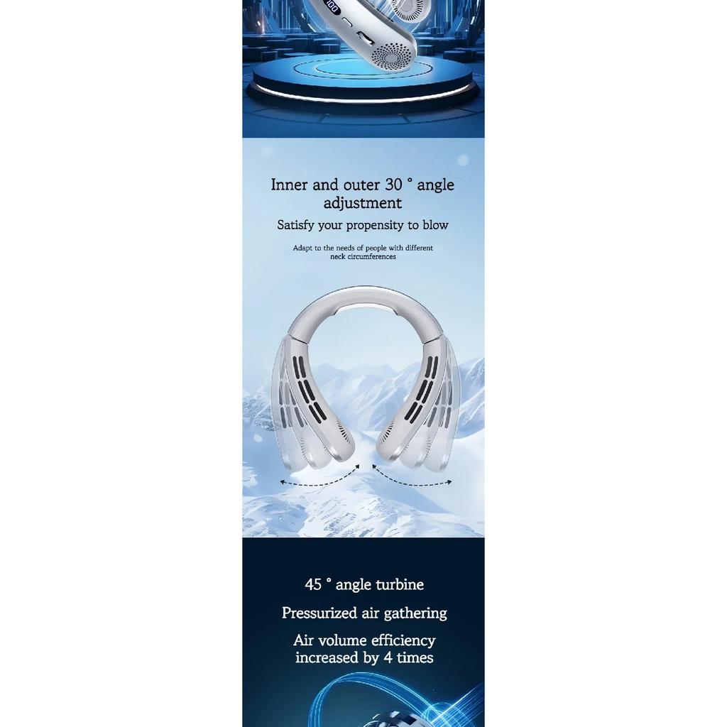 Portable Neck Fan, Upgraded 100 Speeds Personal Bladeless Fan Wearable with Neck Brace, 4000mAh Rechargeable Battery Operated,