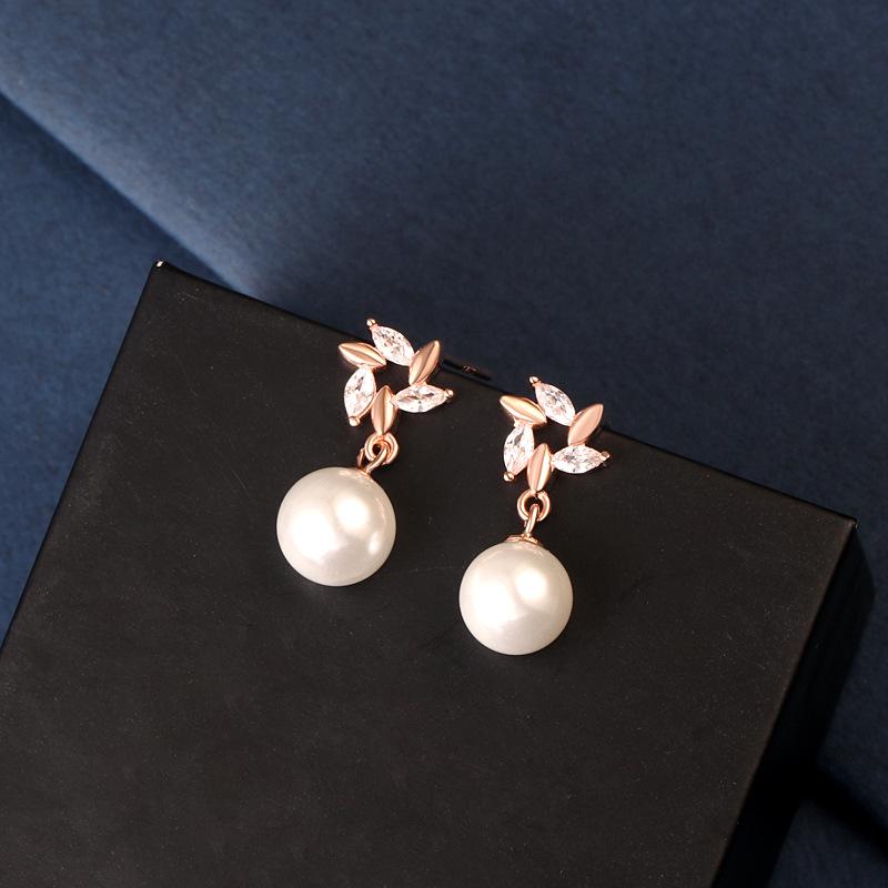 S925 Sterling Silver Floral Pearl Dangle Earrings - Women s Fresh Pastoral Niche Design 925 Silver