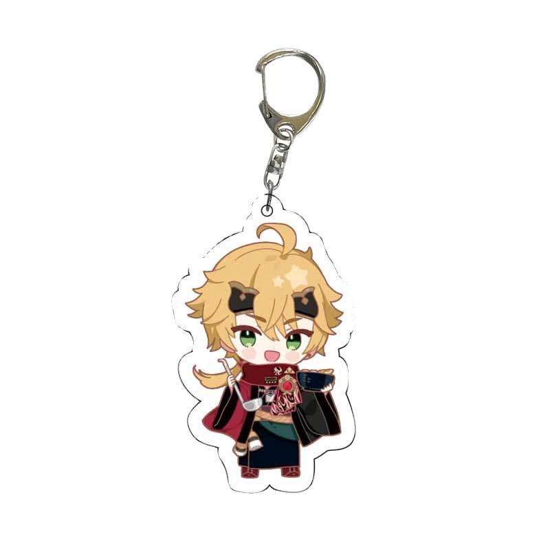Genshin Impact Traveler Venti Paimon Barbara Keychain Acrylic Charm Anime Game Accessories Cosplay Present Collection Figure Set