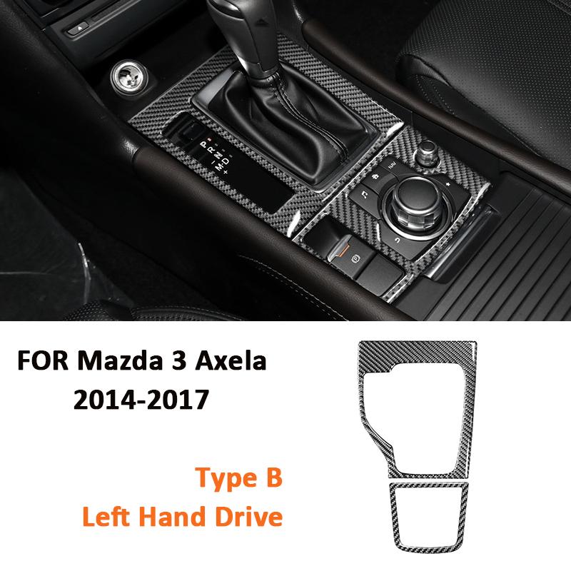 Carbon Fiber Car Center Control Type-B Gear Shifter Panel Trim Frame Decoration Sticker For Mazda 3 Axela 2014-2017 Accessories