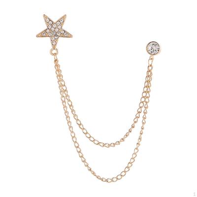 Elegant Men's Suit Pin with Dangling Chains