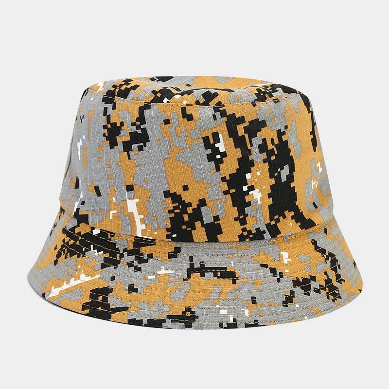 European and American New Camouflage Bucket Hat Spring and Summer Outdoor Travel Shopping Fashion Double-sided Sun Hat Men's and Women's Basin Hats