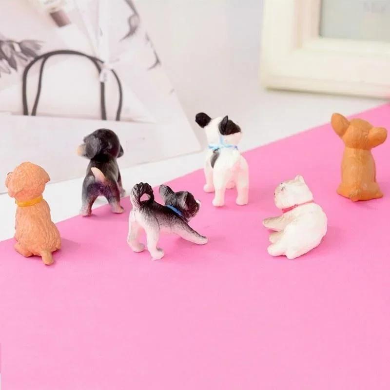 Simulation Mini Jagdhund Mops Hund Miniatur Figur Tiermodell Figur Lernspielzeug für Kinder Heimdekor Schreibtischdekoration