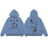 Mens Oversized Streetwear Hoodie With Distressed Zipper Graphic Print Cotton Long Sleeve Pullover Casual Wear