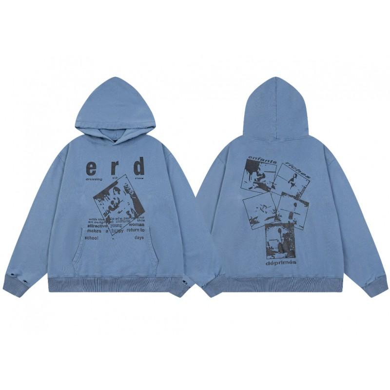 Mens Oversized Streetwear Hoodie With Distressed Zipper Graphic Print Cotton Long Sleeve Pullover Casual Wear
