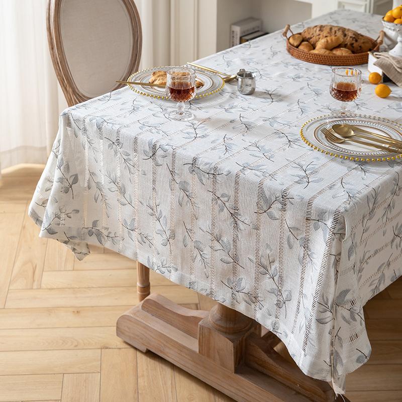 Small Fresh Cotton And Linen Fabric Tablecloth Pastoral Floral Table Cloth French White Decorative Cloth Rectangular Household Tablecloth