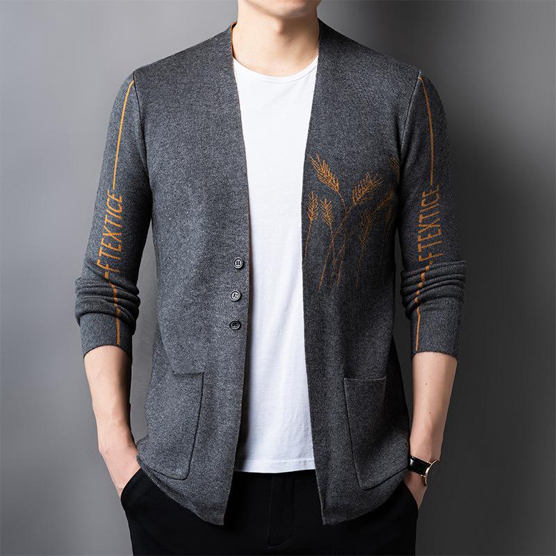 

Горячая распродажа, Мужской однотонный повседневный модный вязаный кардиган, Мужская куртка-свитер 4XL серый