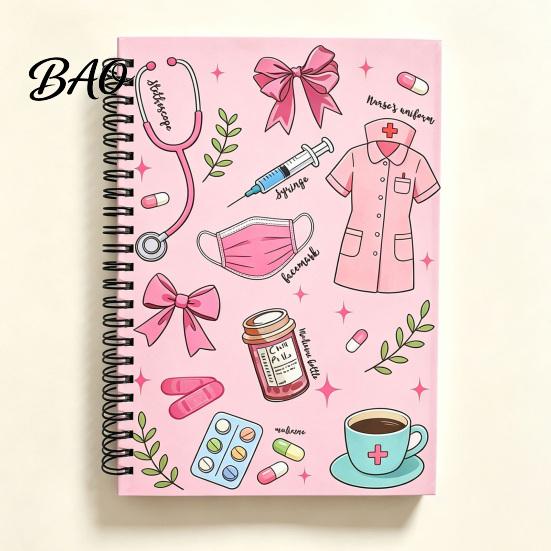Nursing Graduation Gift Medical Themed Coil Notebook, Double Cover Design Thick Ink-proof Paper Diary Notepad, Spiral Bound Journal for Students