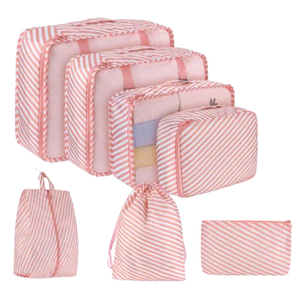 7pcs Set Travel Packing Cubes, Portable Mesh Luggage Storage Bag, Underwear Clothes Organizer Bag With Shoes Bag
