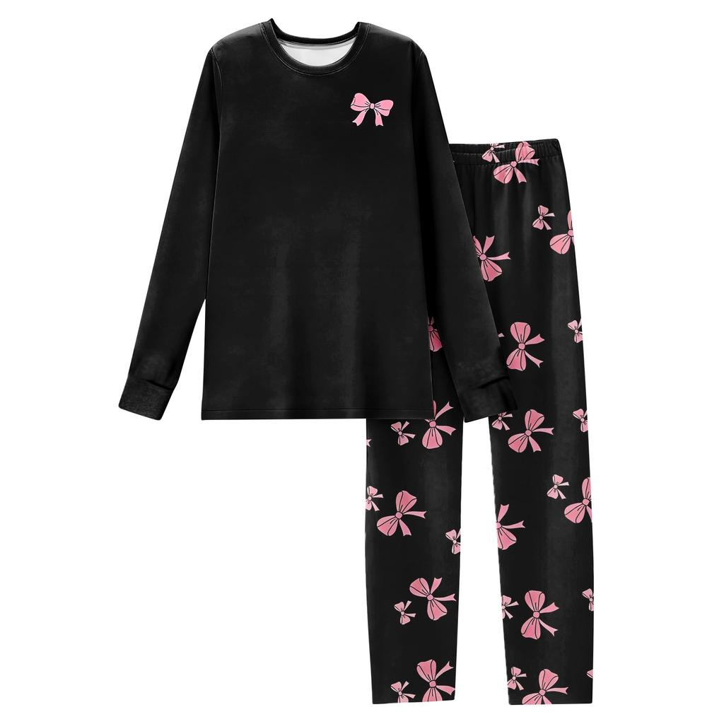 Women's Butterfly Print Long,Sleeved Pajama Set