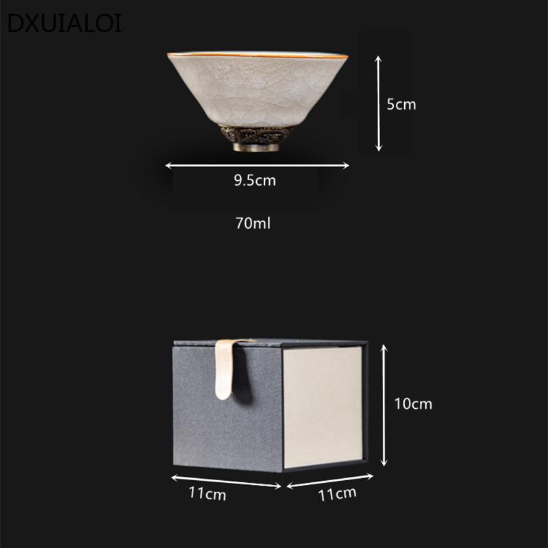 70ml Celadon Ice Flower Master Cup Handmade Teacup Ceramic Tea Cup Souvenir  Kungfu Tea Set Household Tea Bowl Gift Box