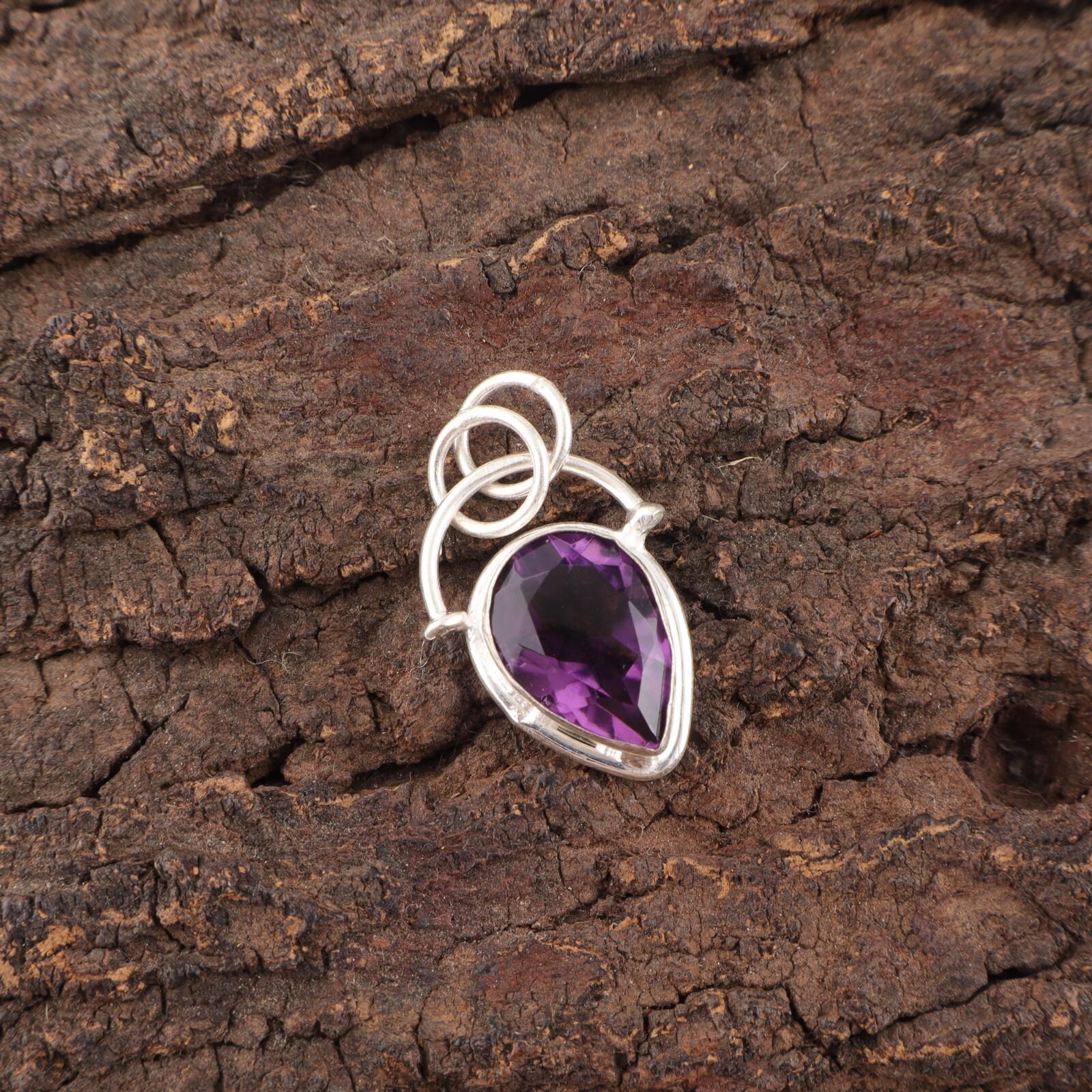 

Natural Amethyst Elegant Anniversary Gift Unique Pendant Jewelry Sterling Silver PP-56-4