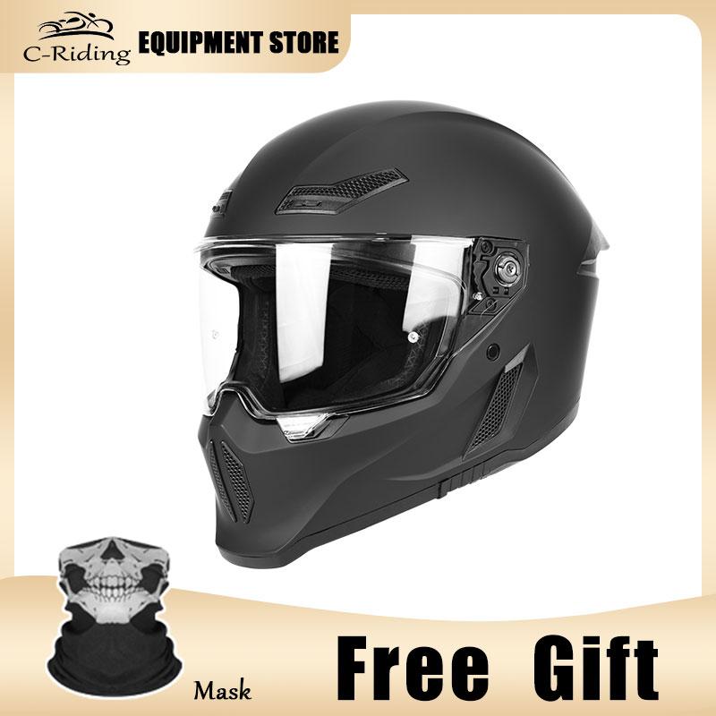 C-Riding Winter Warm Cruising Professional Women and Men Safety Hats Retro Cruising Full Helmet DOT Certified Summer