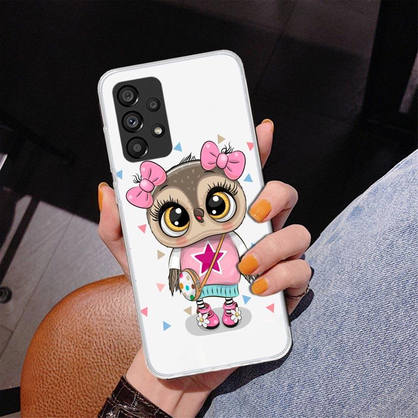 Cute Owl Hearts Lover Phone Case For Samsung Galaxy A17 A16 A15 A14 A13 A57 A56 A55 A54 A53 A37 A36 A35 A34 A33 A26 A25 A24 A23
