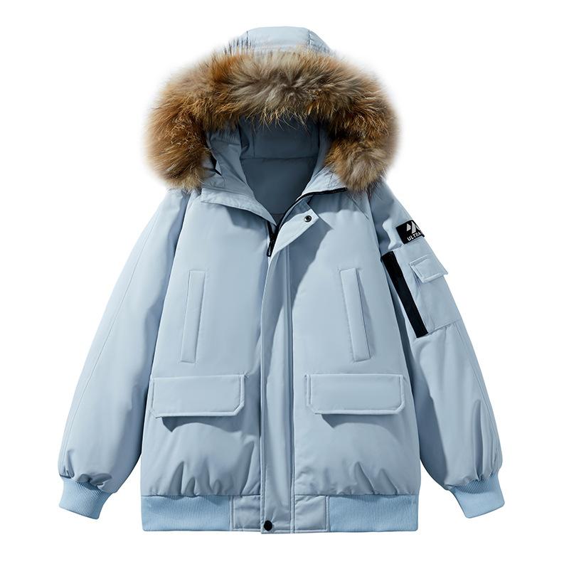 Down jacket men's new winter hooded multi-color versatile warm and cold casual fashion solid color tooling jacket