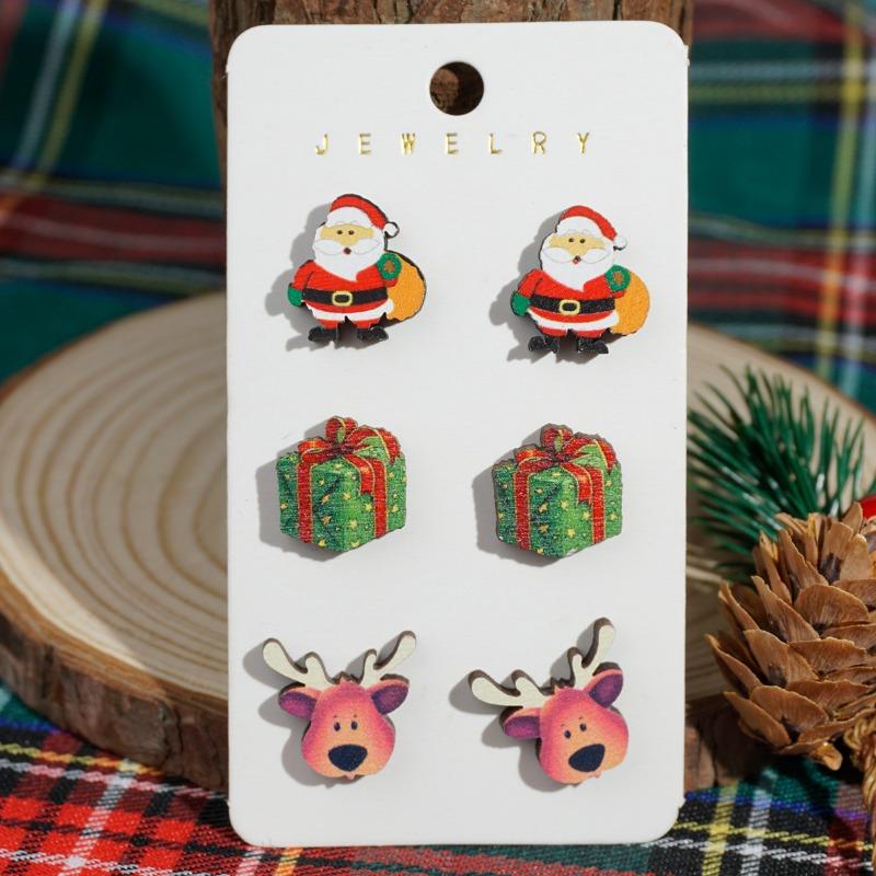 Christmas stud earrings new elk windmill old man snowman gloves earrings set combination earrings women