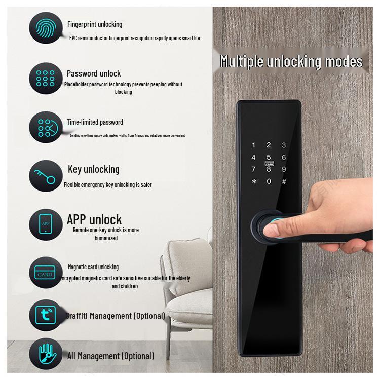 Mehrsprachiges Smart-Fingerabdruck-Türschloss mit Graffiti-Design