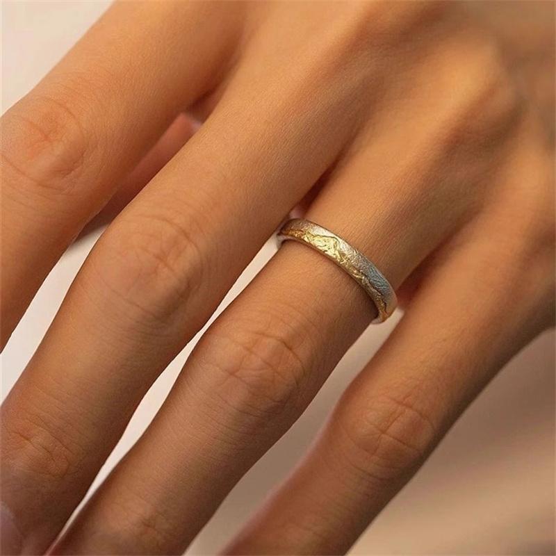 Menn Ring 925 Sterling Sølv Smykker Justerbar Trendy Gold Mountain Design Ring Mann Pekefinger Tilbehør