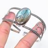 Natural Labradorite Gemstone 925 Sterling Silver Cuff Bangle Adjustable A8k16