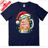 Funny Santa Claus Drinking Beer Wonderful Time Christmas TShirt High Quality Loose Casual Cotton T Shirt Man Clothes