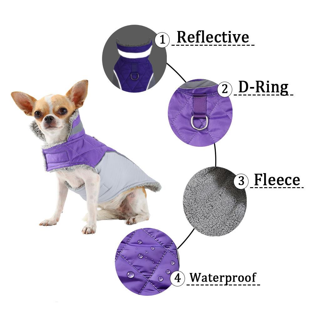 Warm Puppy Coat Thick Fleece Winter Jacket Clothes For Small Medium Dogs Cats Reflective Chihuahua Yorkie Costume Pet Outfits