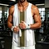 Men's Casual Outdoor Sports Tank Top Sleeveless Round Neck Vest with Vertical Stripe Print Lightweight Breathable Fabric