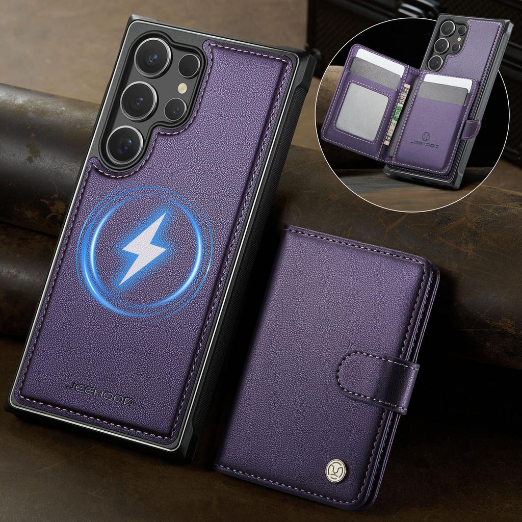 2 in 1 Detachable Card Holder Leather Case for Samsung Galaxy S25 Ultra Edge S24 Plus S23 S22 S21 A56 A16 A36 5G Magnetic Cover