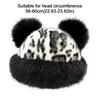 With Ear Lovely Women's Cap Leopard Print Warm Fluffy Faux Fur Bucket Hat Ear Protection Cap