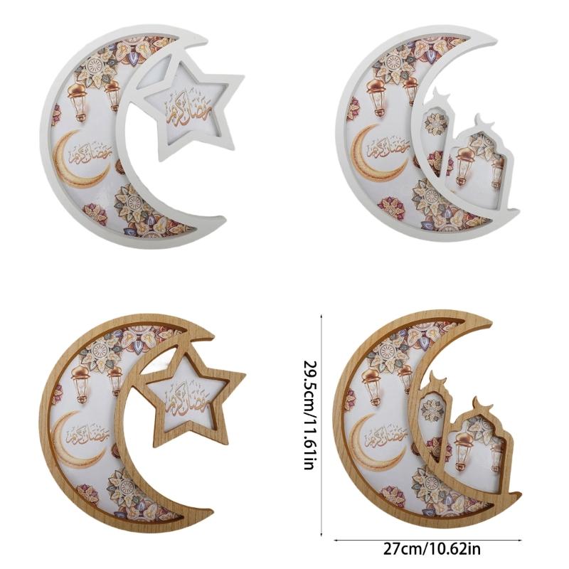 Elegant Serving Tray with Moon and Star Islamic Festival Snacks Fruit Display Plate Traditional Eid Table Decoration