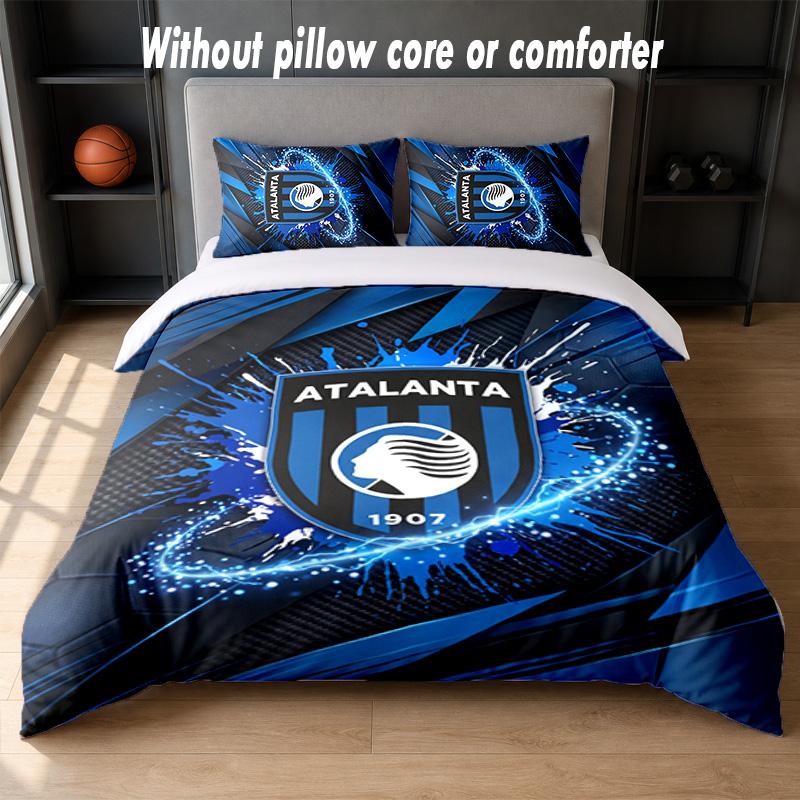 Set Biancheria da Letto Design Atalanta FC 1 Copripiumino + 2 Federe Morbido Traspirante Biancheria da Letto per la Casa