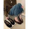 Autumn and Winter Retro Flat Soft-soled Fluffy Shoes Women Wear Autumn and Winter Velvet Cotton Shoes Mary Jane Shoes