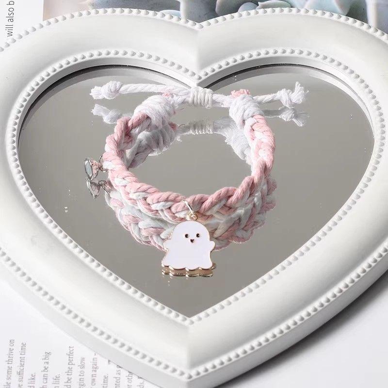 Ghost Couple Magnetic Bracelets: Cute Cartoon Pair for Couples or Besties