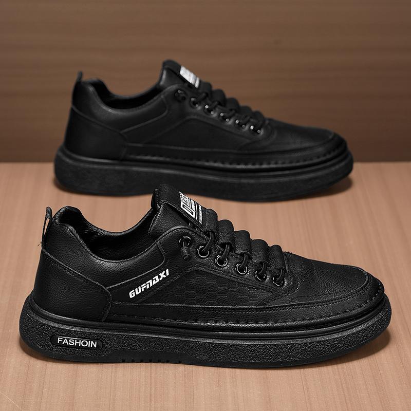Fashion Men's Casual Shoes Spring Autumn Depressurized Breathable Lacefree Leather Shoes Super Soft and Wear-resistant Men's Board Shoes