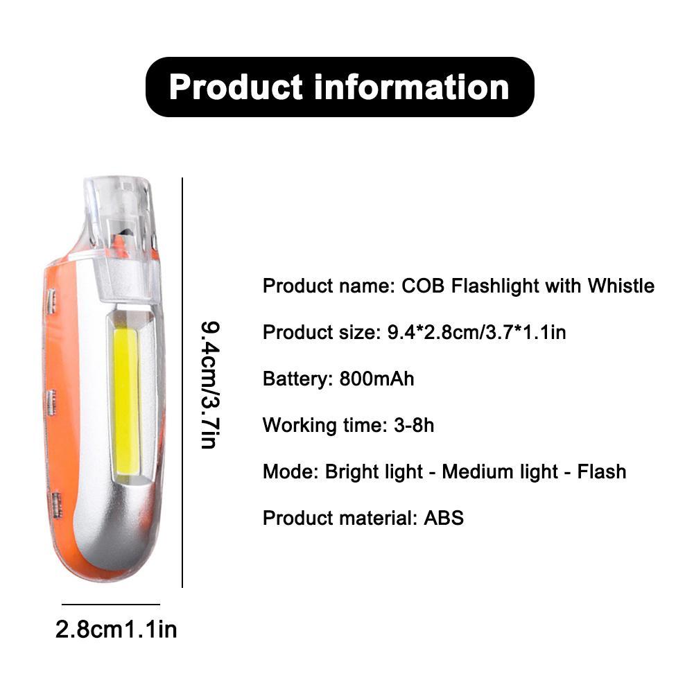 2-in-1 Rechargeable LED Safety Whistle, Bright Neck Warning Light & Emergency Whistle For Night Running, Hiking, Cycling