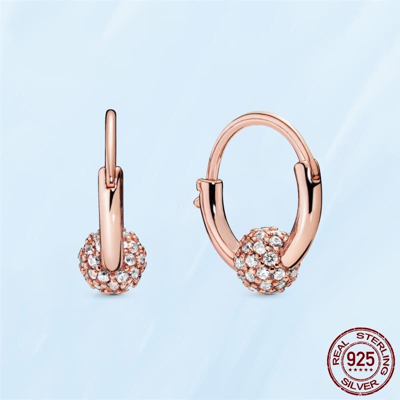 Real Original 925 Sterling Silver Daisy Flower Feather Hoop Heart Stud Earrings Fit Women Fashion Jewelry Engagement Party Gift