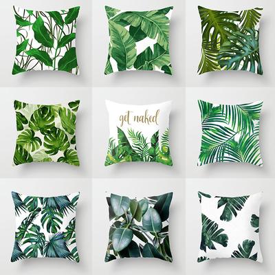 Fashionable Tropical Plant Polyester Pillowcase Office Fabric Sofa Cushion Cover Home Peach Leather Velvet Pillowcase
