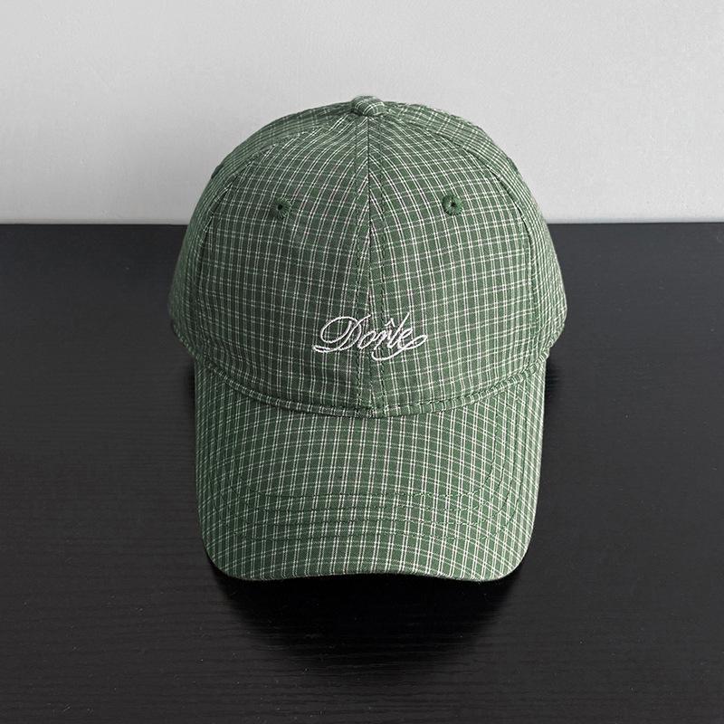

Plaid letter embroidery soft top baseball hat for men and women plain sunshade wide brim showing face small peaked cap Adjustable зелёный