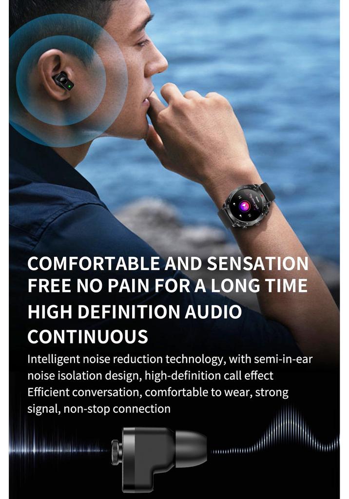 Smartwatch with TWS Bluetooth Earbuds, 1.52'' IPS Screen, Wake-Up Feature, Dual Call, AI Voice T95